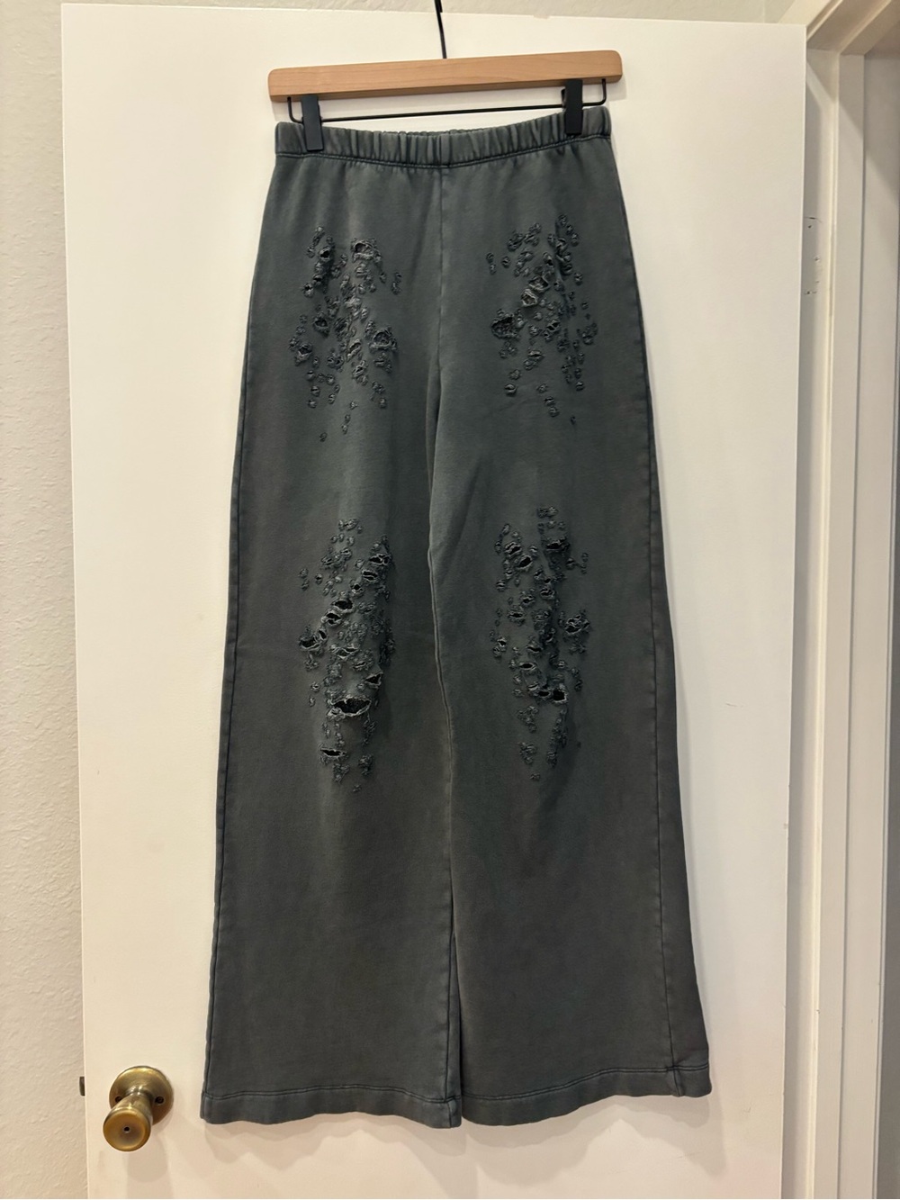 NWOT Zara comfy cotton blend Distressed Wide-Leg Sweatpants Y2K 90s Punk Retro